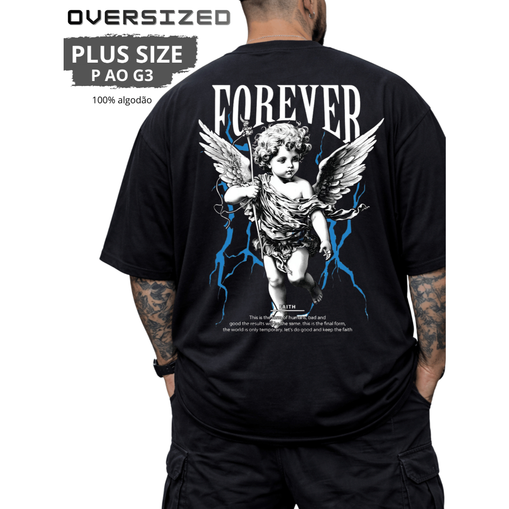 Camisetão Plus Size Oversized 100% Algodão Street Style Streetwear Anjo Forever