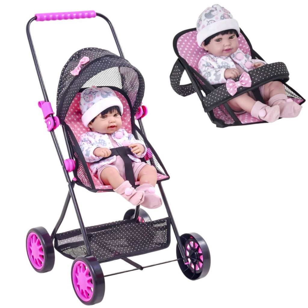 Kit com Carrinho Baby sag e Bebê Conforto Sag Toys Lindo Moderno Estiloso Novidade