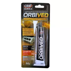 Adesivo Cola de Silicone para Motor Preto Alta Temperatura +320°C Intermitente ORBI - 50g