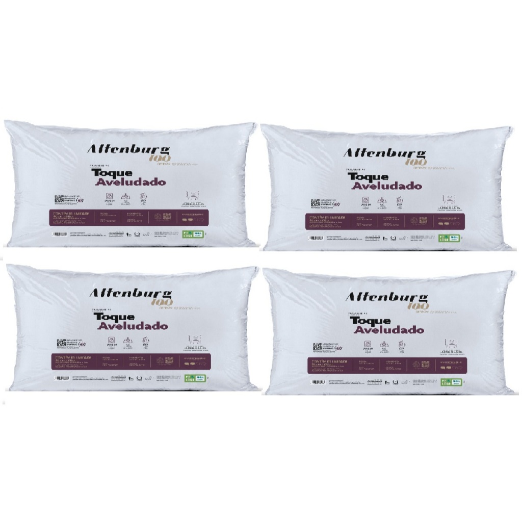 Kit 4 Travesseiros Toque Aveludado Extra Macio Altenburg em Oferta na Shopee