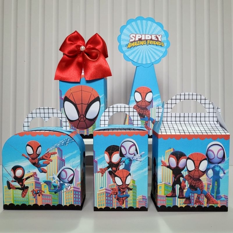 Personalizados Spider e Seus Amigos Espetaculares Desmontada Caixinha Lembrancinha Kit Festa Aniversário Homem Aranha