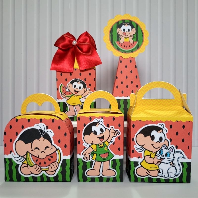 Personalizados Magali Vermelha Desmontada Caixinha Lembrancinha Kit Festa Aniversário Mingau Melancia