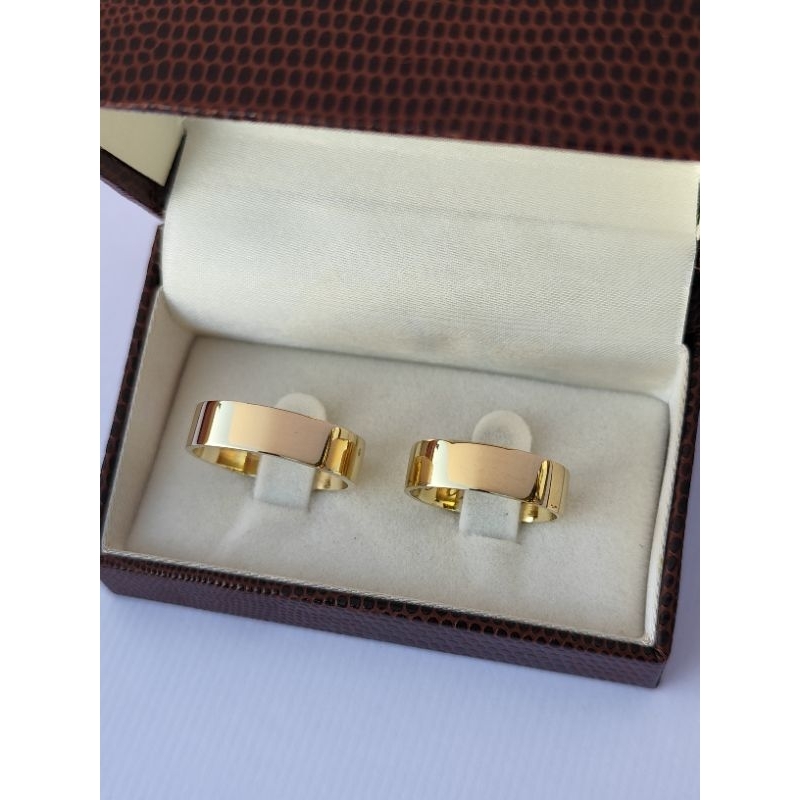 Par de Alianças 6mm Moeda Antiga Cor idêntico ao ouro 18k Gravação + Caixinha