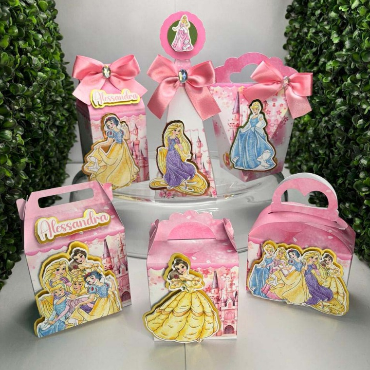 PEGUE E MONTE - Kit Festa Personalizados PRINCESAS AQUARELA Lembrancinhas Caixinhas para festa -  FAZEMOS OUTROS TEMAS