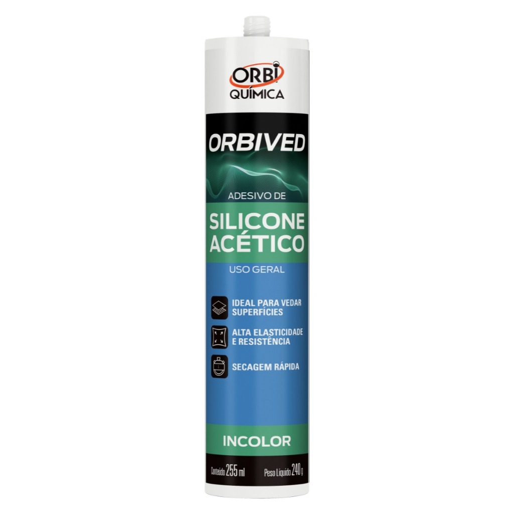 Kit Tubo Silicone Acético Incolor Transparente 240g Orbived Selante Adesivo Vedação Construção