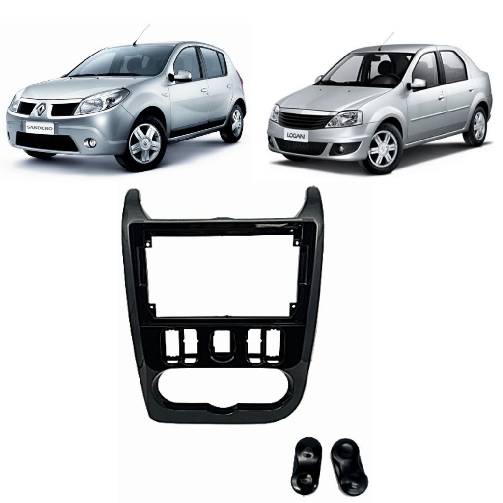 MOLDURA 9 POLEGADAS FIAMON 6195 RENAULT SANDERO 2007 A 2010 E LOGAN 2011 BLACK PIANO