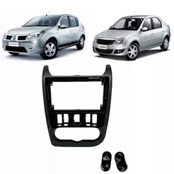 MOLDURA 9 POLEGADAS FIAMON 6195 RENAULT SANDERO 2007 A 2010 E LOGAN 2011 BLACK PIANO