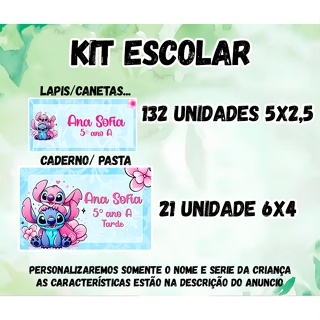 Kit 153 Etiquetas Adesivo Com Nome Para Material Escolar Lápis Caderno Pasta em Oferta na Shopee