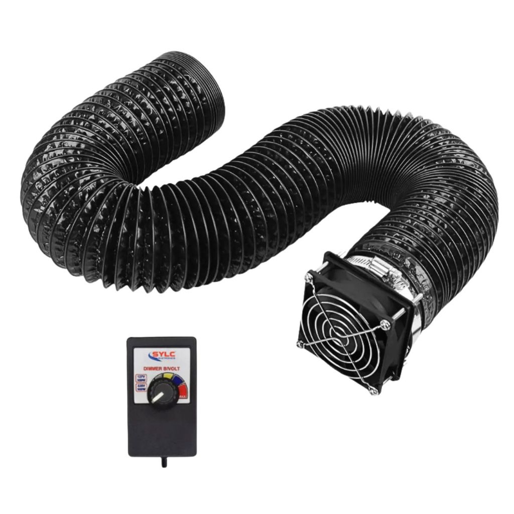 Kit Exaustor De Extração Ar Fumaça Flange 125mm Grow Coifa Cozinha Banheiro