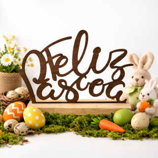 Enfeite Feliz Páscoa em MDF Decorativo de Mesa Base Madeira Decoração em Oferta na Shopee