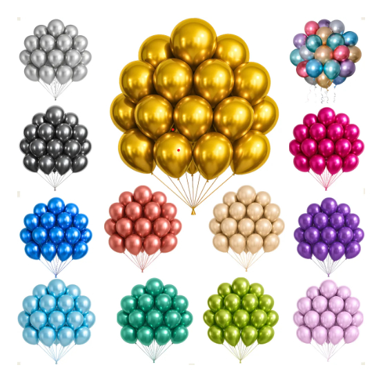 25~50 Bexiga Metalizada 10 Polegadas Balões Cromados Aniversário,  Festas em Geral Preço de Atacado