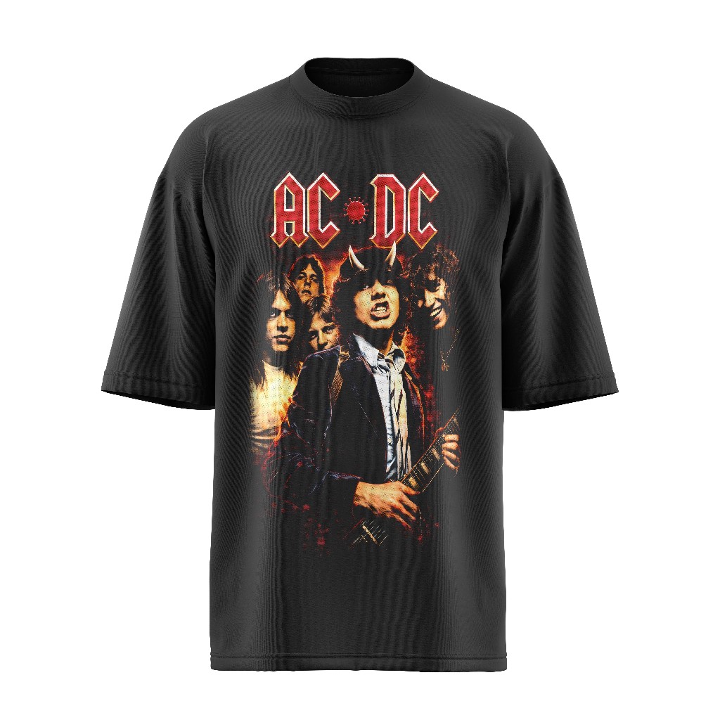 Camiseta Oversize Banda De Rock Ac/dc Algodão Premium