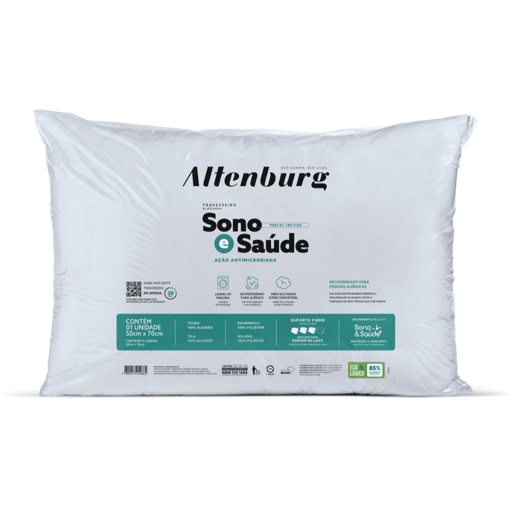 Travesseiro Altenburg Sono e Saúde Anti Alérgico Lavável em Oferta na Shopee