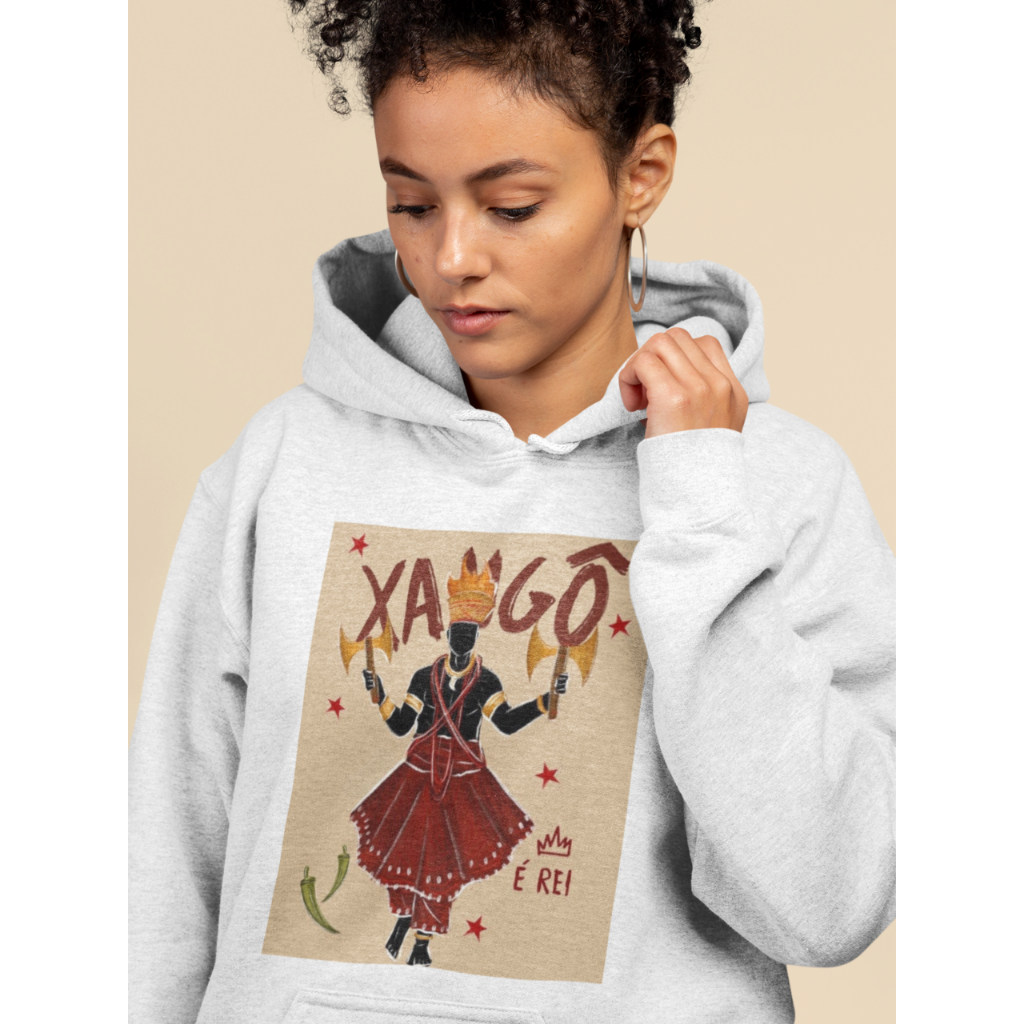 Camiseta T-Shirt ou Moletom Algodão Axé Orixá Candomblé Umbanda Xangô Kaô Kabecilê Unissex PEÇA AVULSA