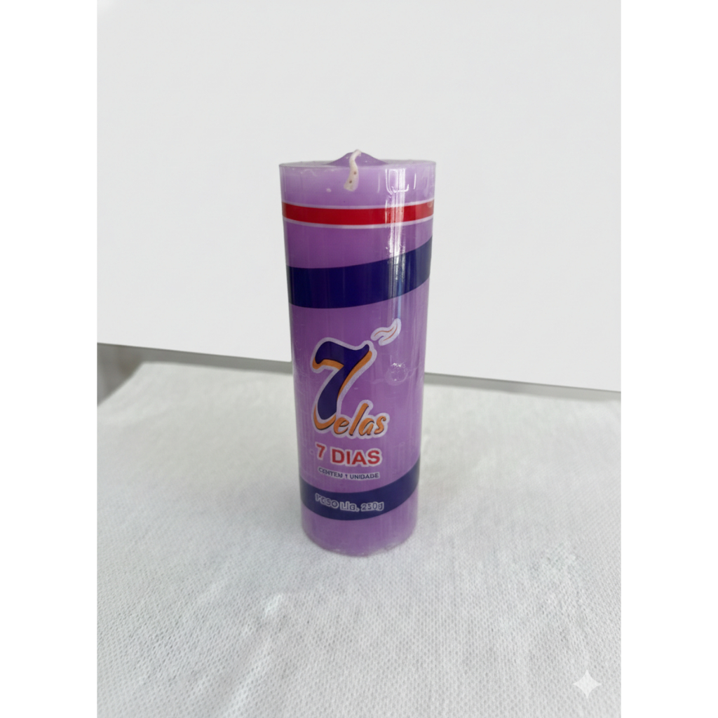 Vela 7 Dias | Vela Lilás | 100% parafina | Vela Votiva