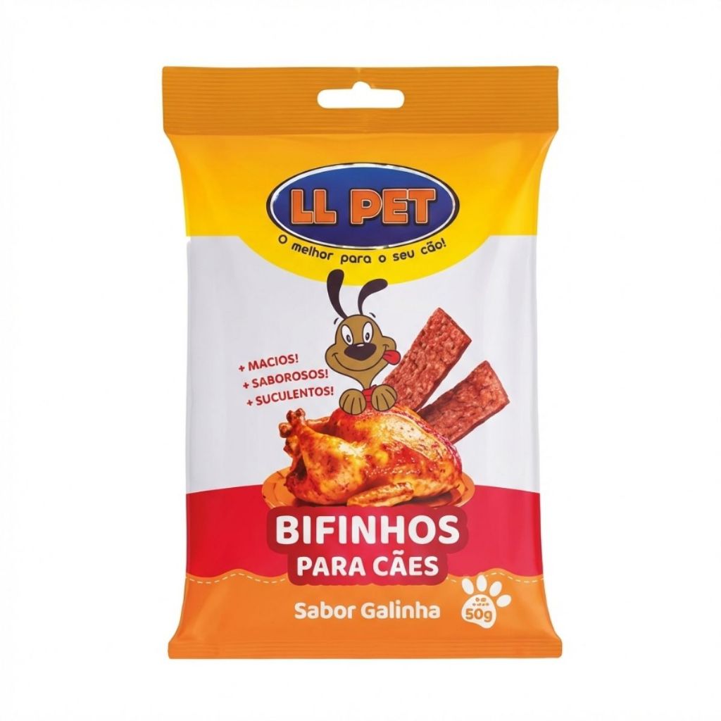 Petisco Bifinho de Galinha LL Pet para Cachorros 50gr Unidade