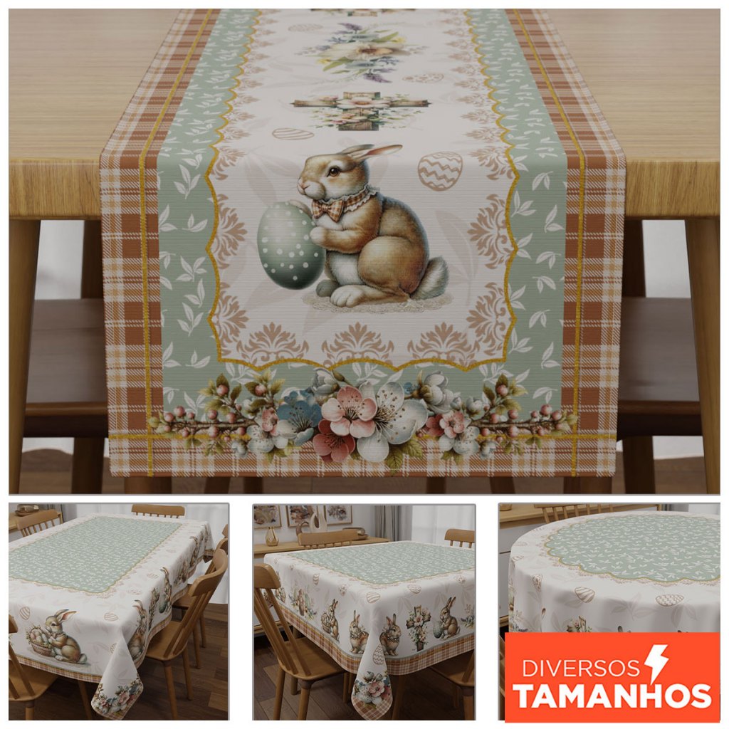 Toalhas para Mesa Páscoa Coelhos com Diversos Tamanhos – Decoração de Páscoa