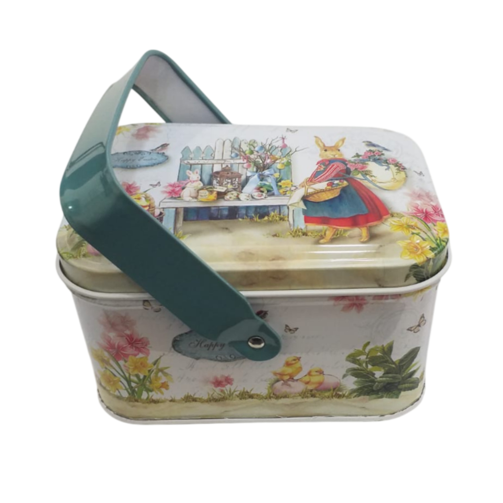 Lata Metal Retangular Alça de Páscoa 10,5x8x6cm Unidade
