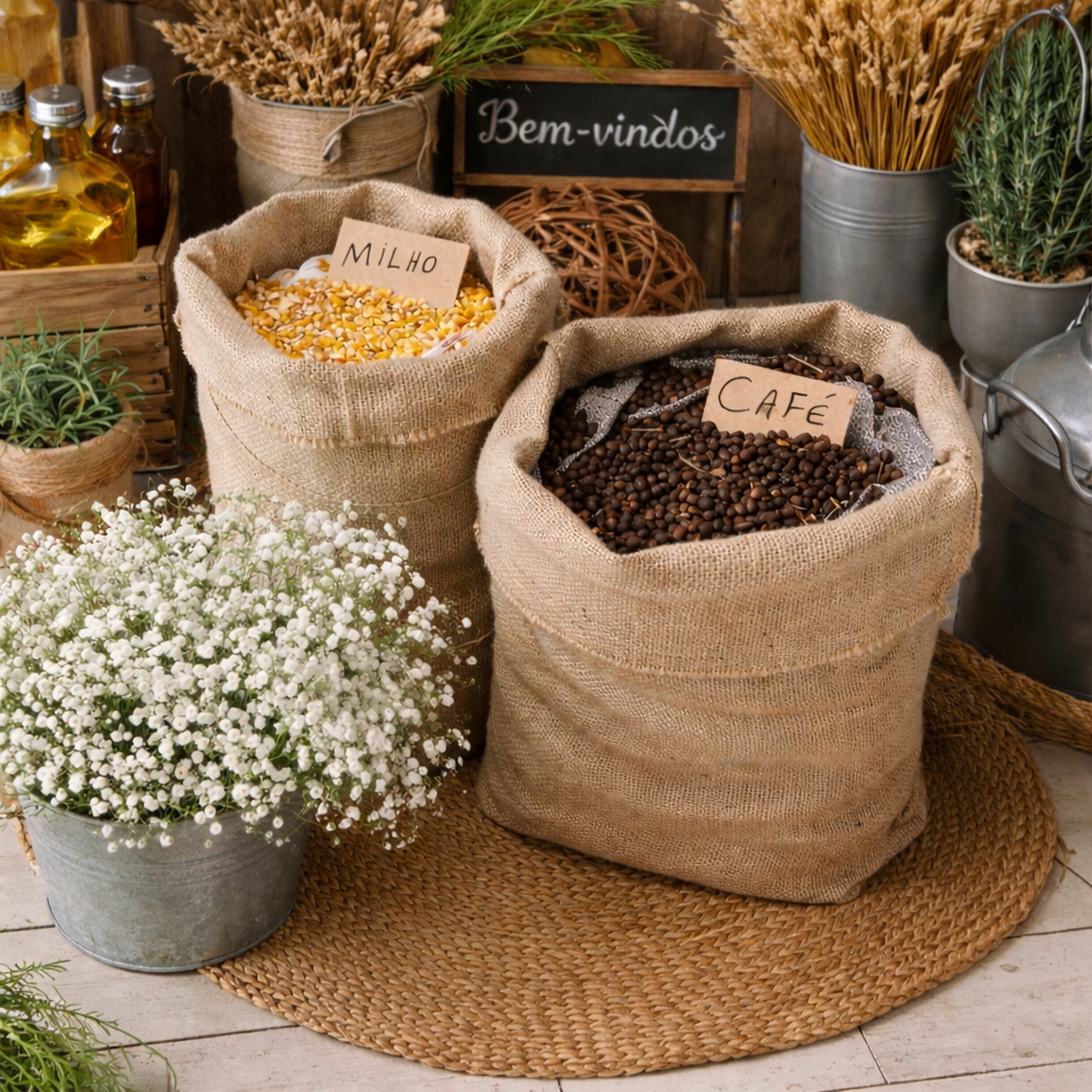 Saco de Juta 40 x 70 Decorativo Rústico Chic Natural para Decoração Festa e Organização,eventos, em Oferta na Shopee