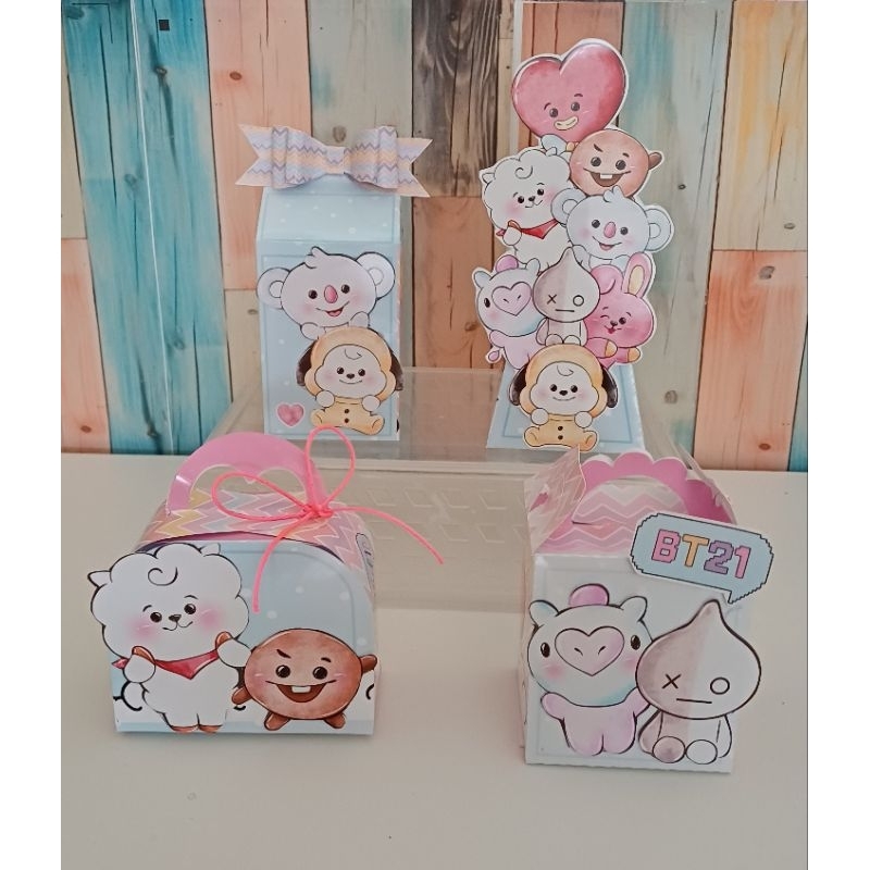 Pegue e Monte - Kit Festa BT21 - Lembrancinhas Personalizadas BT21- Papelaria Personalizada - Aniversário infantil BT21