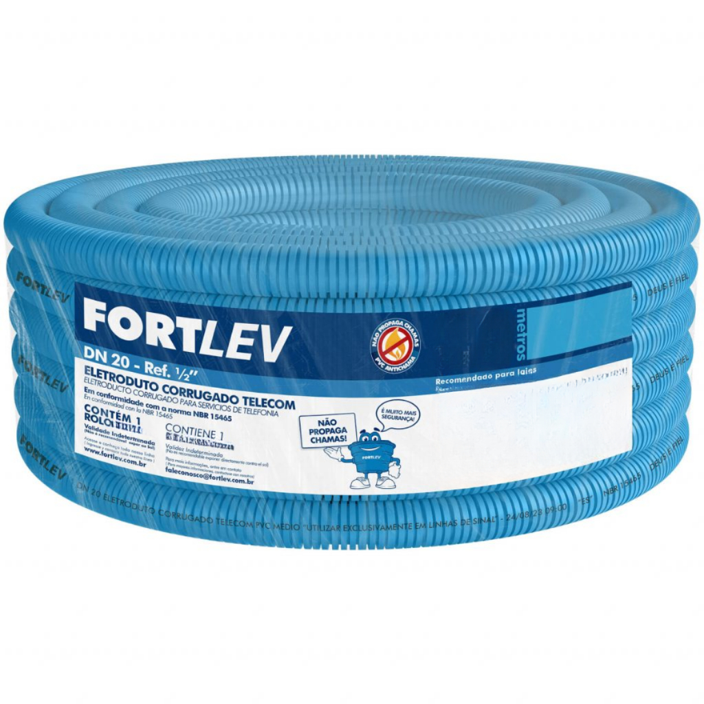 Mangueira Eletroduto Corrugado Conduite Reforçado Para Construção Telecom Fortlev 1/2 20mm 25M