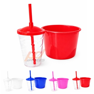 Kit Cinema Balde de Pipoca + Copo Canudo - 10 Unidades em Oferta na Shopee