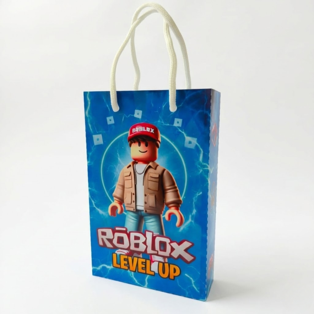 Sacolinha Roblox Menino Personalizada para Montar | Lembrancinha Gamer com Nome e Idade | Kit 10 20 30