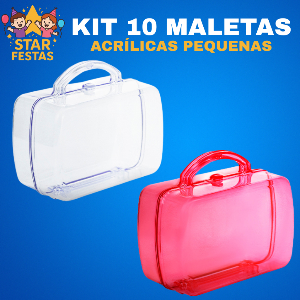Kit 10 Maletas Pequenas Acrílico - Lembrancinhas de festas