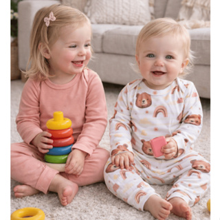 Kit 2 Conjuntos Térmicos Feminino Bebê Pagão Longo Ursinho Rosa em Oferta na Shopee