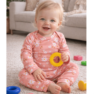 Conjunto Térmico Bebê Pagão Salmão Flores em Oferta na Shopee