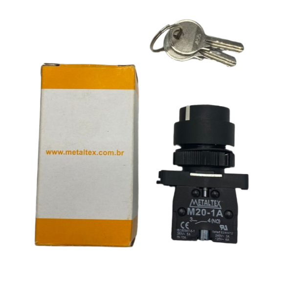 Chave Comutadora Plástico 2 Posições 90º com Chave 1NA Metaltex