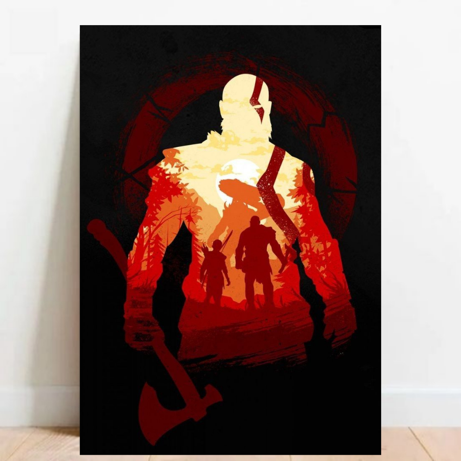 Quadro Placa decorativa geek God of War RPG aventura Game video game 60x40cm 01