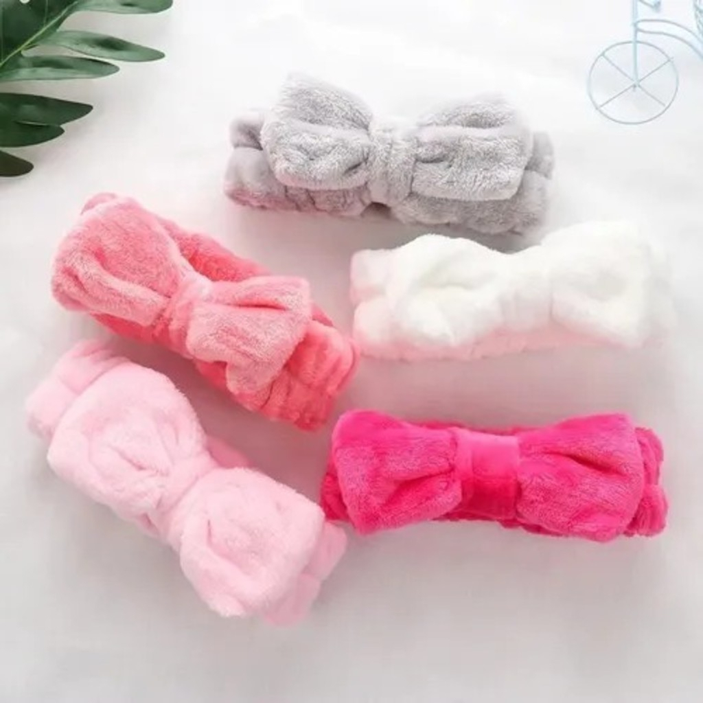 Faixa de Maquiagem com Laço Tiara Facial para Skincare e Limpeza do Rosto