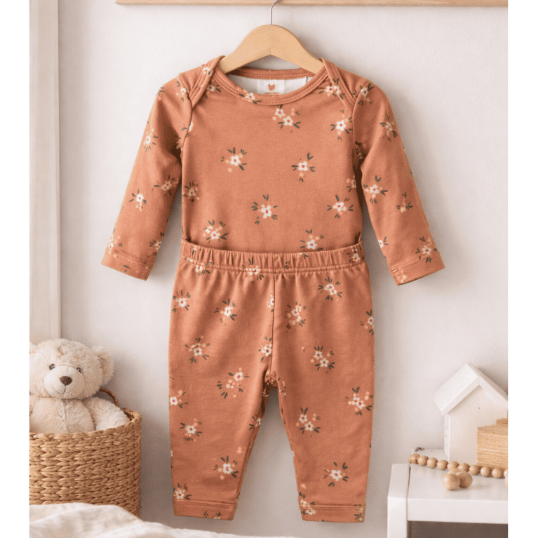 Conjunto Pagão Bebê Térmico Floral Marrom Confortável em Oferta na Shopee