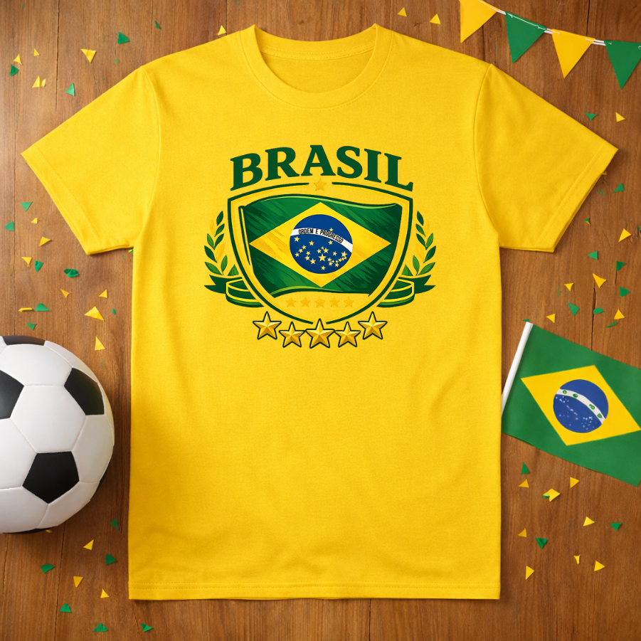 Camiseta Brasil Unissex Algodão Estampa Copa do Mundo Torcedor Seleção