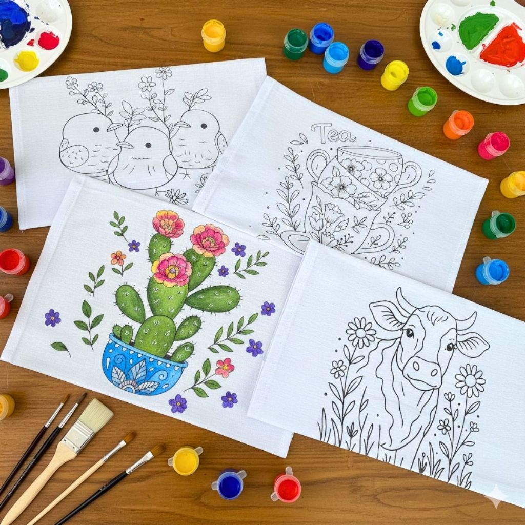 Kit 30 Pano De Prato Extra Premium Branco Riscado Para Pintura  Pano Para Desenhos Artesanatos