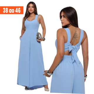 Macacão Pantalona Feminino Sem Transparênca  Crepe Duna Premium Para Festas 38 ao 36 Envio Imediato em Oferta na Shopee