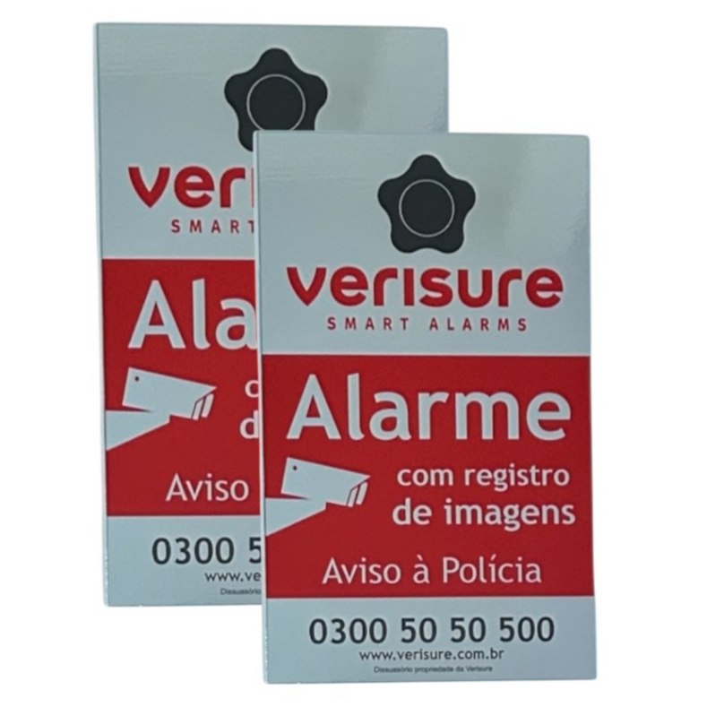 Kit 2 Placas Verisure Alarme 34x22cm Tam Grande Original Uso Externo