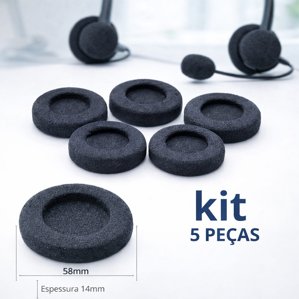 Kit 5 Espumas Antirruído Para Headset Plantronics E Similares