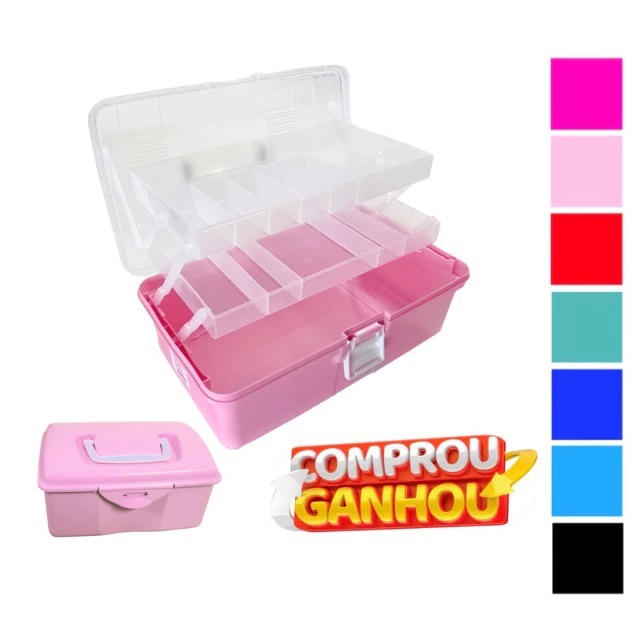 Maleta Organizadora Plástica Multiuso Com Divisórias + Mini Baby Box - Mega Box Plasnorthon em Oferta na Shopee