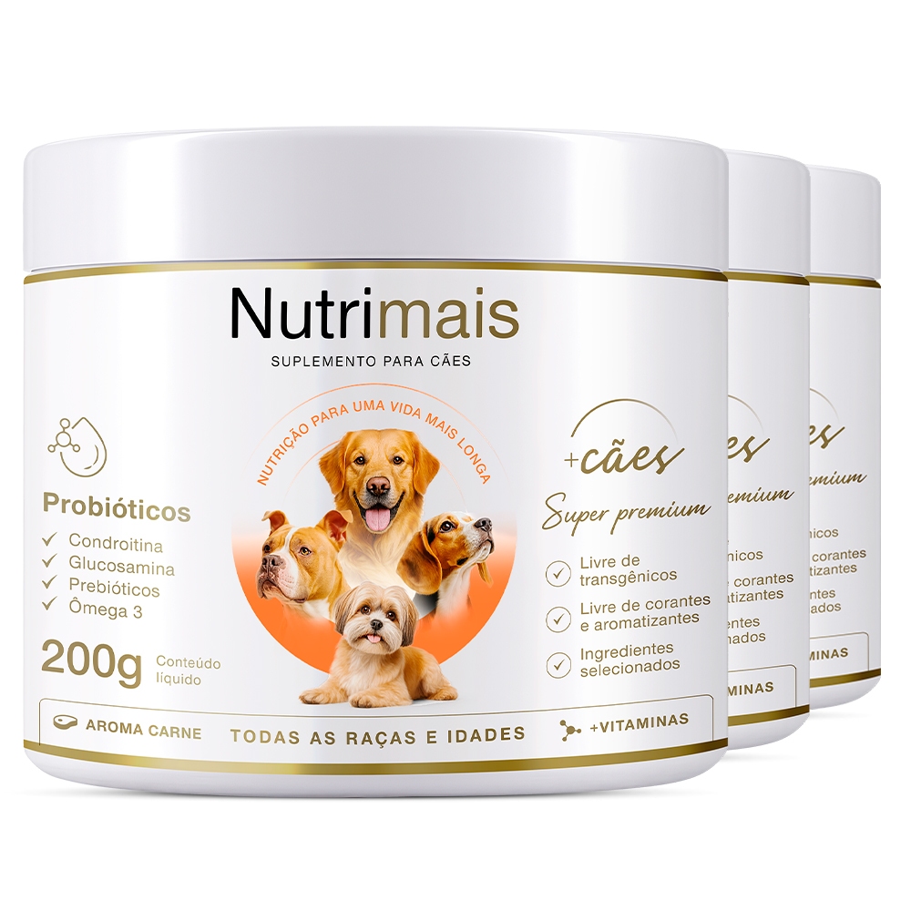 600g Suplemento Nutrimais Cães Pele Sensível Queda de Pelos Derme Coceiras Alergias Lágrima Ácida