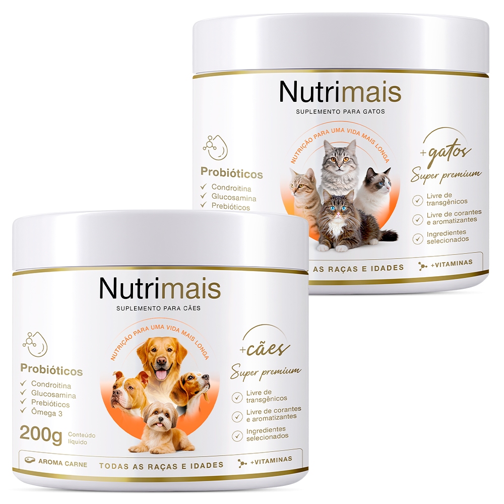Kit 2 Suplemento Nutrimais Cães + Suplemento Nutrimais Gatos Para Queda de Pelos, Imunidade, Articulações, Energia em Oferta na Shopee