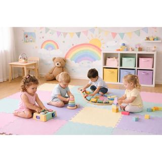 Kit 9 unidades Tatames Candy Colors EVA 50cm x 50cm x 1cm-  Premium - Bebê