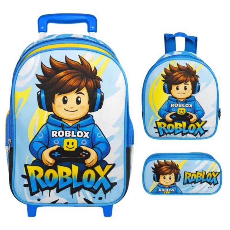 Kit Mochila Escolar com Rodinhas ROBLOX + Lancheira + Estojo/ MOCHILA PARA MENINO/ MOCHILA ROBLOX 2026 em Oferta na Shopee