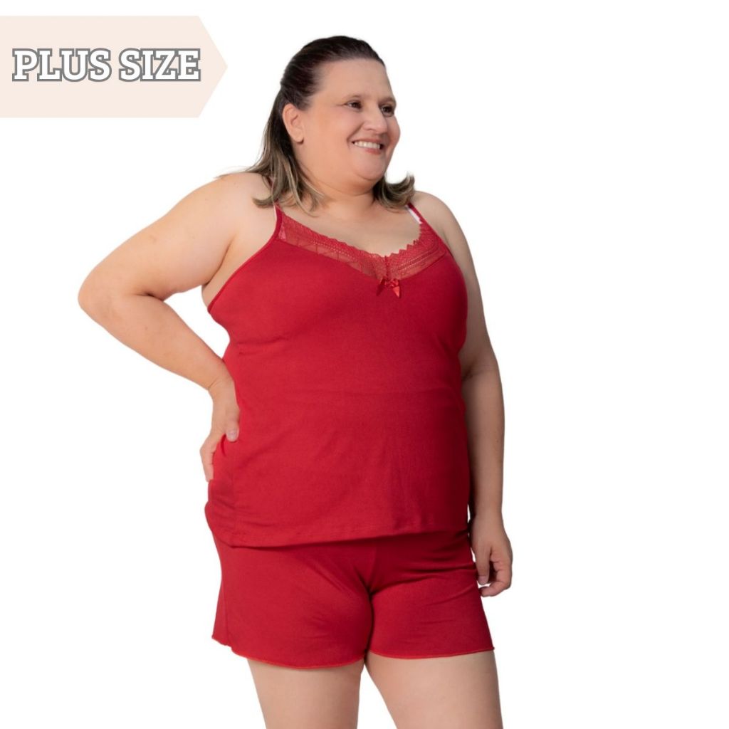 Baby Doll Plus Size Conjunto Suede Conforto e Sensualidade Pijama Feminino  Short e Blusa