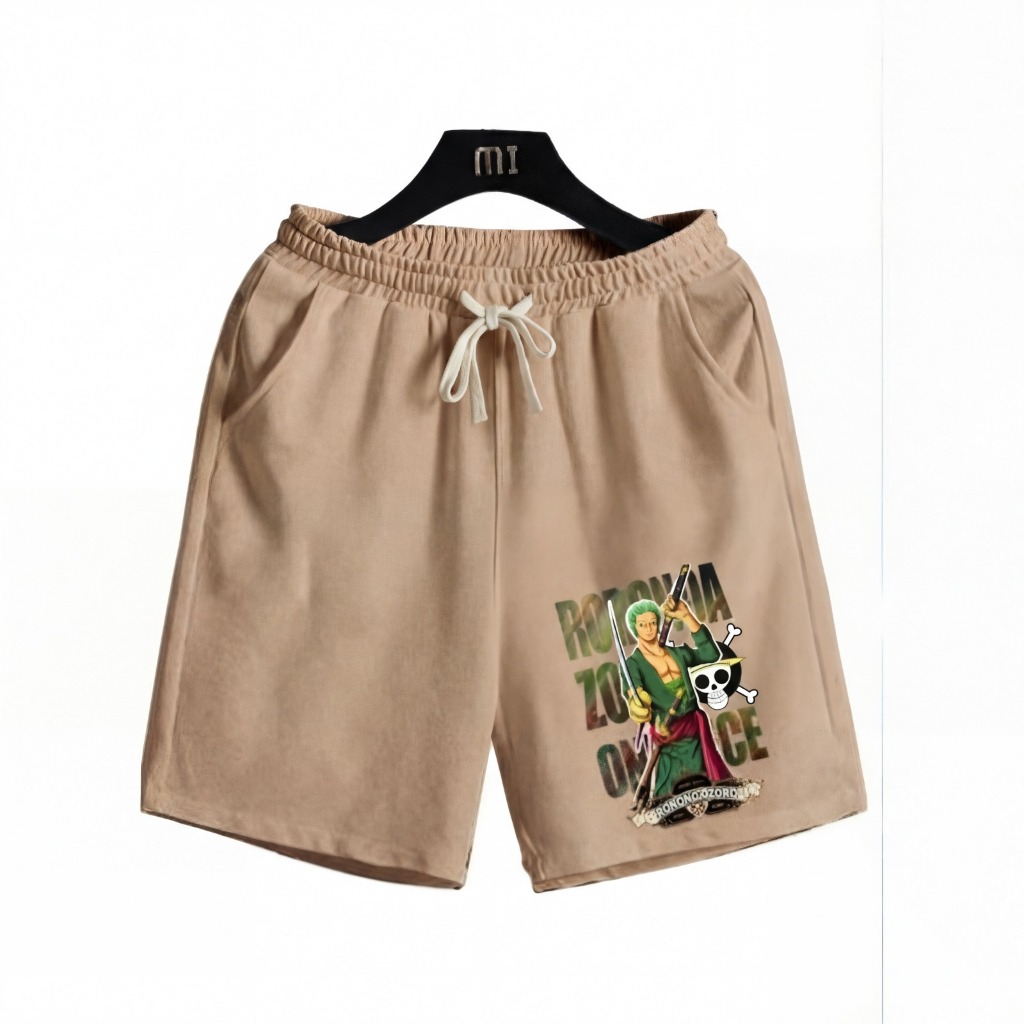 Bermuda Moletom One P Roronoa Aftersoul Unissex Streetwear 100% Algodão