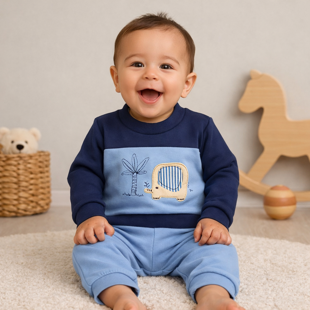 Conjunto Suedine Bebê Menino Recém Nascido Inverno Calça + Blusa Anti-alérgico