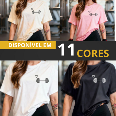 Camisetão T-shirt Oversized 100% Algodão Feminina Gym Treino Academia Fitness Musculação halter