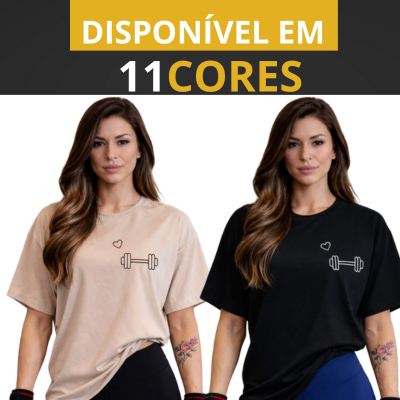Camisetão T-shirt Oversized 100% Algodão Feminina Gym Treino Academia Fitness Musculação halter