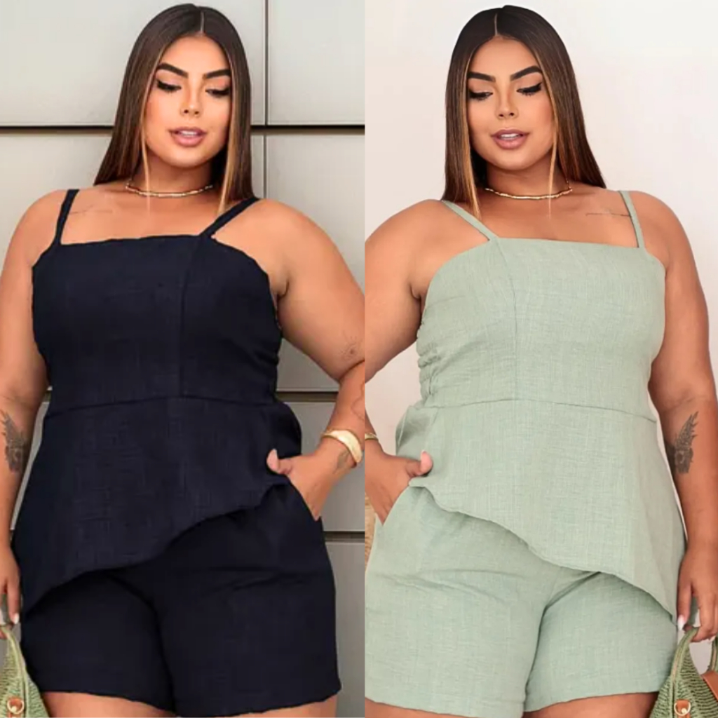 Conjunto Lua Feminino Assimétrico Possui Bojo Duna Plus Size Blusa Short Curto com Alças Reguláveis Moda Mulher Verão em Oferta na Shopee